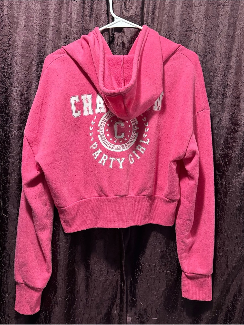 J for Justify Hot Pink Cropped Hoodie - "Party Girl" Graphic